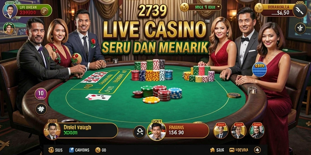Screenshot 2739 menampilkan dealer profesional dalam permainan Live Casino.