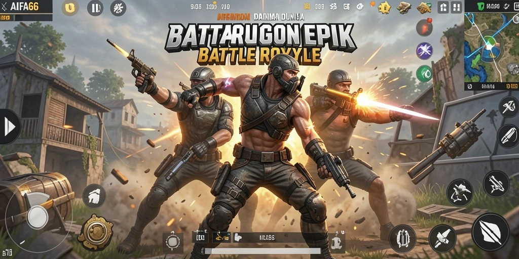 Tampilan gameplay AIFA66 yang seru dan penuh aksi di arena Battle Royale.