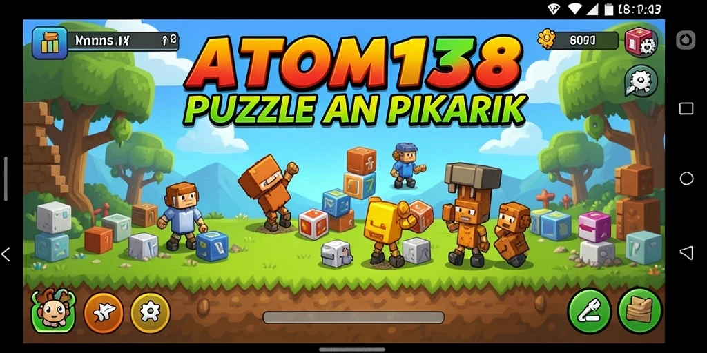 Screenshot utama ATOM138 menunjukkan gameplay yang menantang dan menarik.