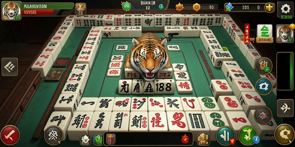Tampilan gameplay seru di BUAYA138 dengan ubin Mahjong.