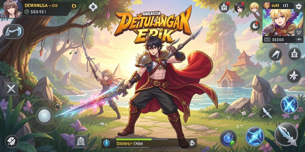 Tampilan gameplay DEWANUSA yang menakjubkan dan penuh warna.