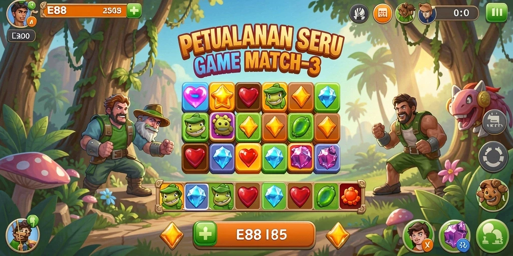 Tampilan gameplay E88 yang seru dan penuh warna.