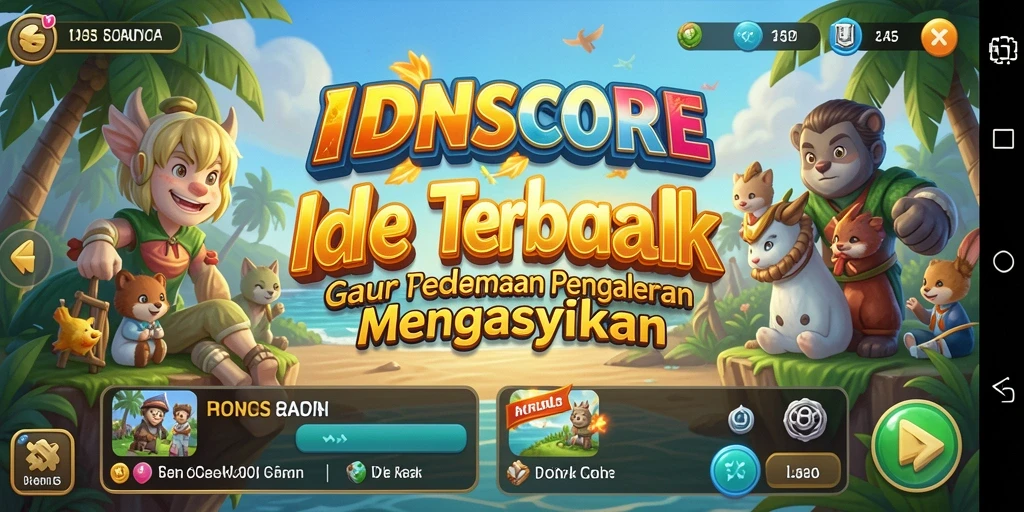 Screenshot gameplay IDNSCORE menampilkan karakter sedang mengumpulkan sumber daya.