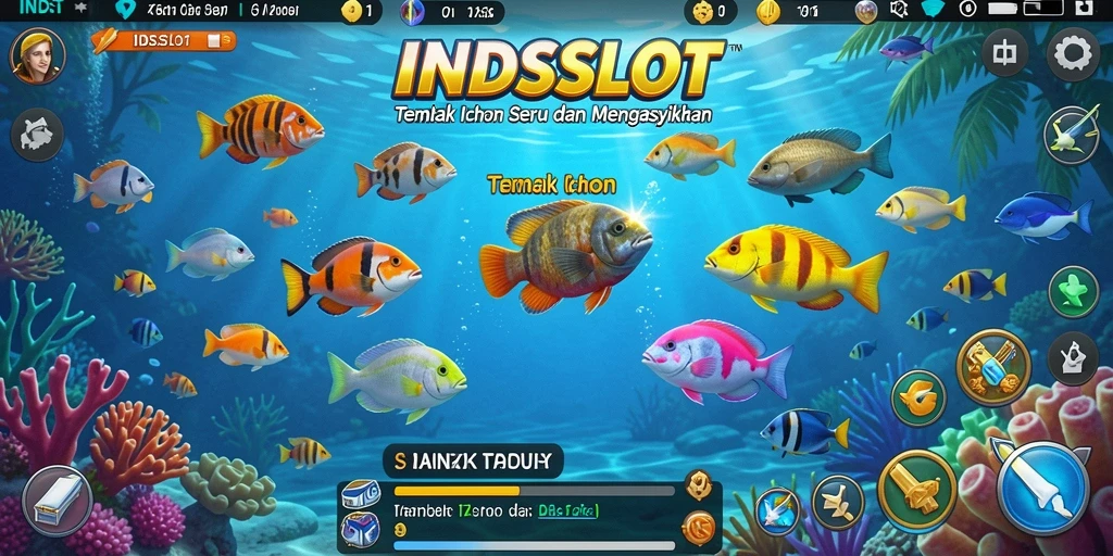 Screenshot gameplay INDSLOT menunjukkan aksi seru menangkap ikan.