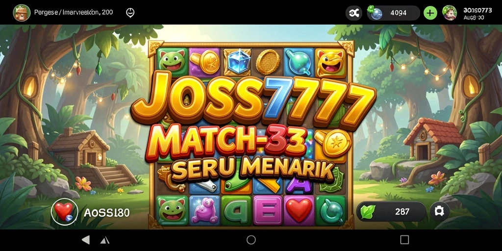 Screenshot JOSS777 menampilkan gameplay Match-3 yang menarik.