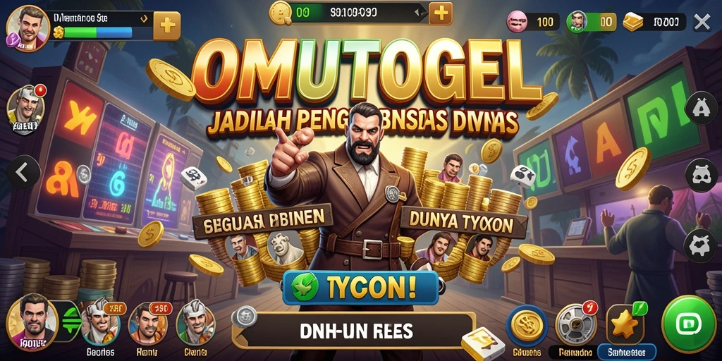 Tampilan gameplay OMUTOGEL yang menarik dalam pengelolaan bisnis Tycoon.