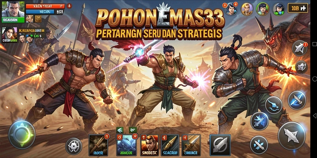 Tampilan gameplay seru dengan pertarungan epik di POHONEMAS33.