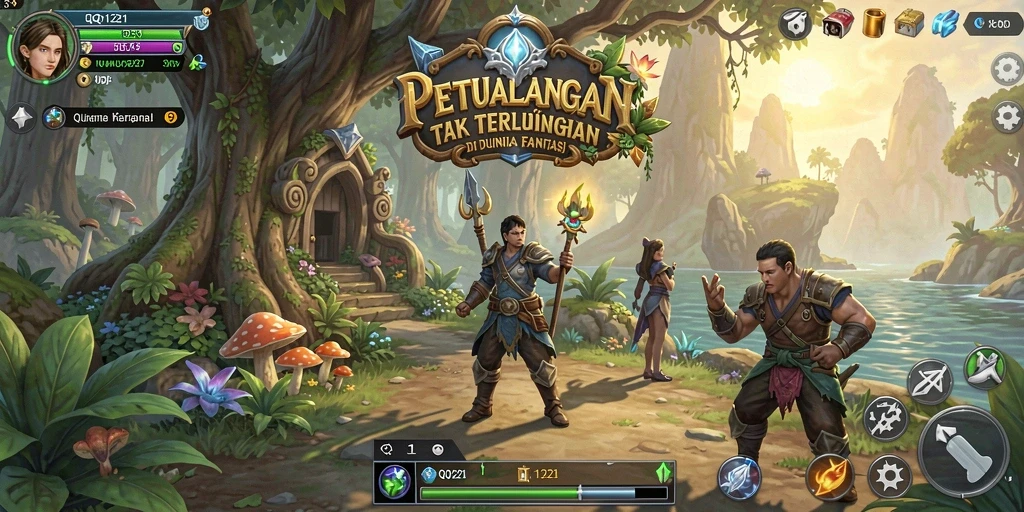Tangkapan layar gameplay QQ1221 menampilkan aksi mendebarkan di dunia petualangan.