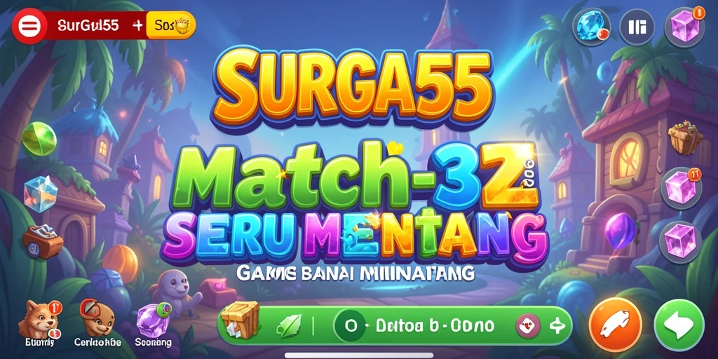Tangkapan layar gameplay SURGA55 menampilkan tantangan match-3 yang menarik.