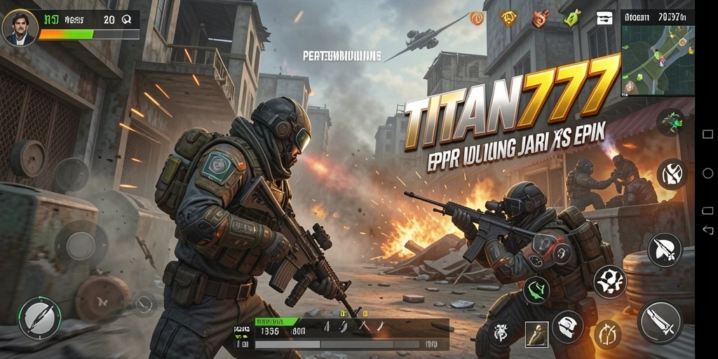 Tampilan gameplay intens dari TITAN777 dalam pertempuran FPS.
