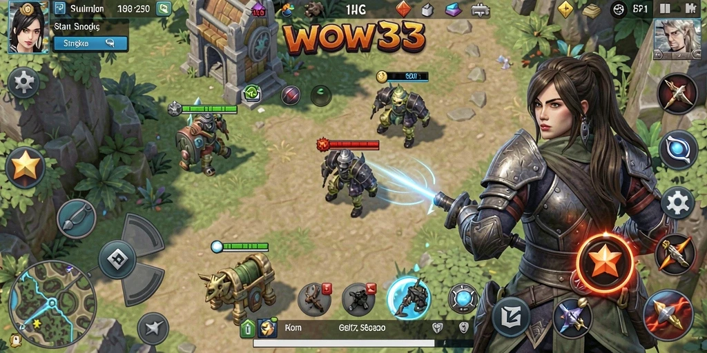 Tampilan gameplay WOW33 menunjukkan strategi mendalam dan pertempuran seru.